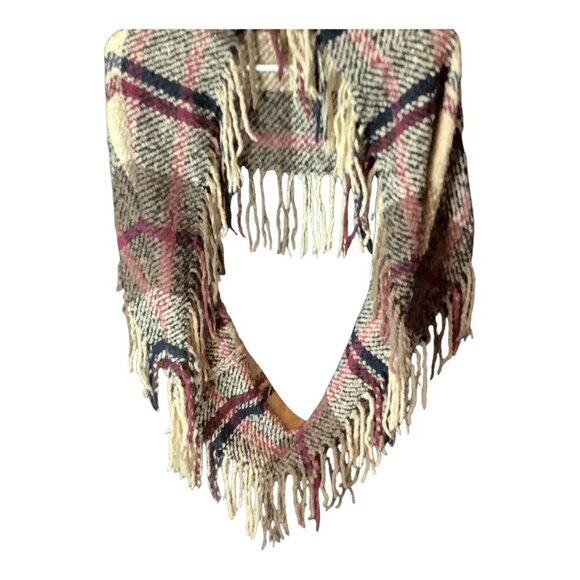 Plaid Fringe Scarf Wrap Shawl With Tassels One Size Multicolor Tartan Pattern - Picture 7 of 8